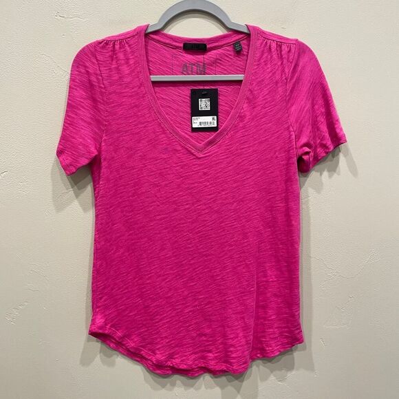 NWT ATM Anthony Thomas Melillo Short Sleeve V-Neck Tee Orchid Pink - Size: Small - Picture 1 of 8